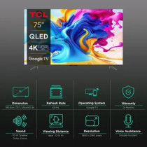 Tcl 75 Inch Qled 4K Ultra HD Google TV With Dolby Vision And Dolby Atmos, 2023, 75C645
