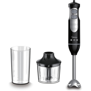Midea Hand Blender with Stainless Steel Blade, 400W Powerful with DC Motor for Long Life And Low Noise, Variable Speed for Soups-Smoothie, Turbo Speed for Heavy Duty Purposes, Ergonomic Design, MJBH4001W