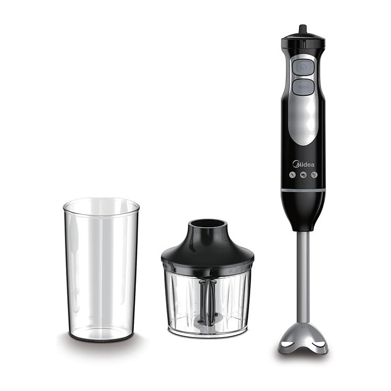 Midea Hand Blender with Stainless Steel Blade, 400W Powerful with DC Motor for Long Life And Low Noise, Variable Speed for Soups-Smoothie, Turbo Speed for Heavy Duty Purposes, Ergonomic Design, MJBH4001W