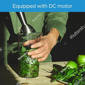 Midea 4-in-1 Hand Blender Chopper And Whisk, Multifunctional Blender with Stainless Steel Blade, 600W Powerful With DC Motor, Low Noise, Variable Speed for Soups-Smoothie-Chopping, Turbo Speed, MJBH6001W