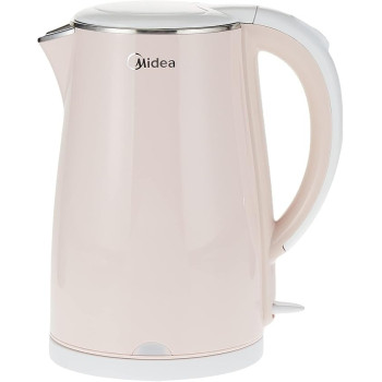 Midea 1.7L Stainless Steel 2200W Cordless Electric Kettle, 360 Degree Swivel Base, Double Wall Cool Touch Body, Power Cord Storage, Auto Cut-off Function, One Touch Lid Opening, Light Orange, MKHJ1705R