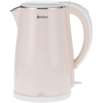 Midea 1.7L Stainless Steel 2200W Cordless Electric Kettle, 360 Degree Swivel Base, Double Wall Cool Touch Body, Power Cord Storage, Auto Cut-off Function, One Touch Lid Opening, Light Orange, MKHJ1705R