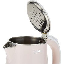 Midea 1.7L Stainless Steel 2200W Cordless Electric Kettle, 360 Degree Swivel Base, Double Wall Cool Touch Body, Power Cord Storage, Auto Cut-off Function, One Touch Lid Opening, Light Orange, MKHJ1705R