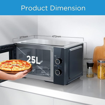 Midea 25 Liters Solo Microwave Oven With 5 Power Levels, 800W, Child-Safety-Lock, Defrost Function, 35 Minutes Timer, Fast Reheat, Pull Open Door Handle, Good for Home And Office, Black, MM8P022KG-BK