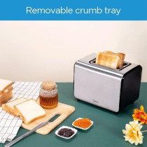 Midea Toaster 2 Slots, 950W With Adjustable Browning Control, Removable Crumb Tray, Automatic Pop Up, Defrost, Cancel,Warm, Auto Power Cut Off Function, 7 Level Settings, MTRW2L20W