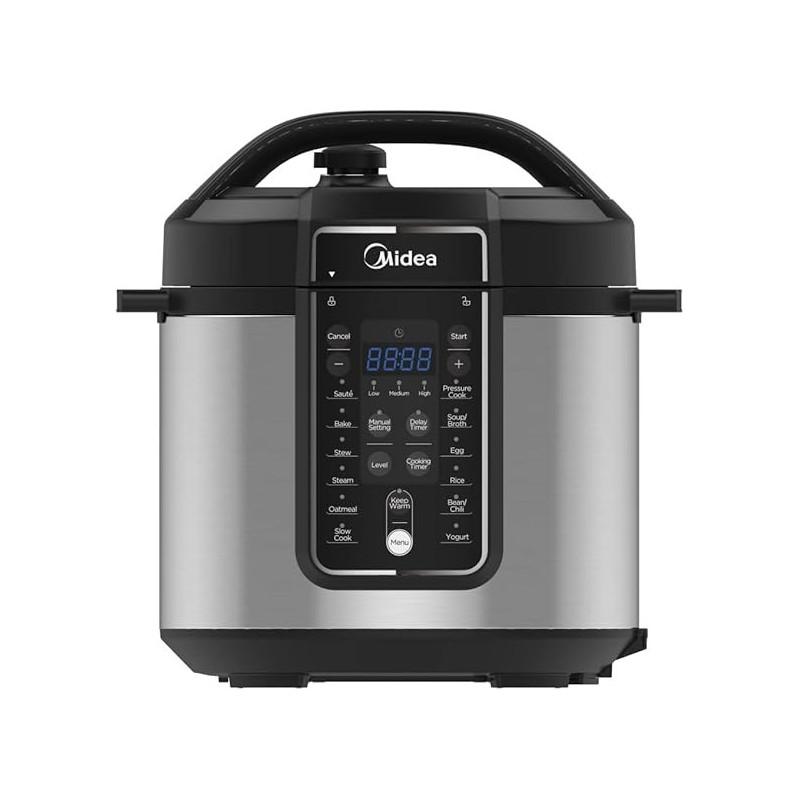 Midea 6L Pressure Cooker Programs With LED Display, MY-CS6037WP2, Silver