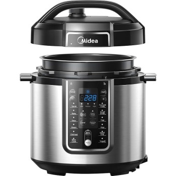 Midea 6L Pressure Cooker Programs With LED Display, MY-CS6037WP2, Silver