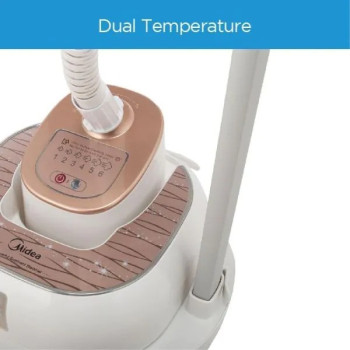 Midea 1800W Digital Garment Steamer, 2L Detachable Tank, Pro Steam And Sanitize, Multi-Angles And Wheels, Attachments Kit, MYGZ20D2W