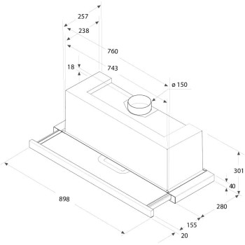 Ariston Built In 90cm Chimney Visor Hood, Telescopic, Wall mounted, Washable Filter, LED Light, Convertible, Stainless Steel Material, Mechanical Control, Oder Filter, AH90CLMIX