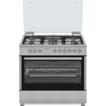Ariston 90 x 60 Cm Freestanding Cooker With Convection Oven, Full Gas Cooking Range-5 Burners With 1 Triple Crown Sabaf, AM9GC6KCXMEA