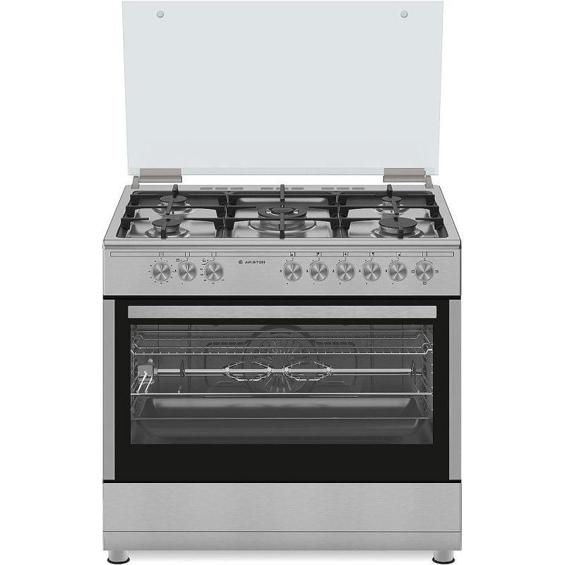 Ariston 90 x 60 Cm Freestanding Cooker With Convection Oven, Full Gas Cooking Range-5 Burners With 1 Triple Crown Sabaf, AM9GC6KCXMEA