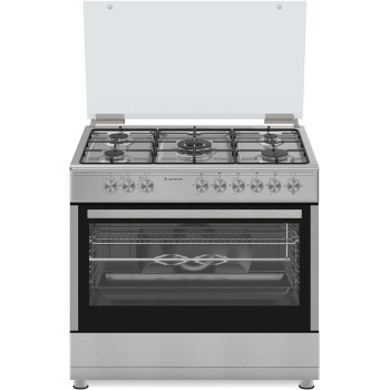 Ariston 90 x 60 cm Freestanding Cooker, Full Gas Cooking Range-5 Burners with 1 Triple Crown Sabaf, AM9GM1KMXMEA