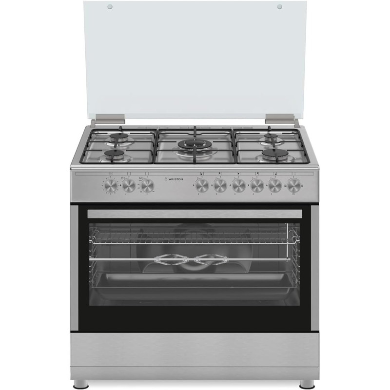 Ariston 90 x 60 cm Freestanding Cooker, Full Gas Cooking Range-5 Burners with 1 Triple Crown Sabaf, AM9GM1KMXMEA