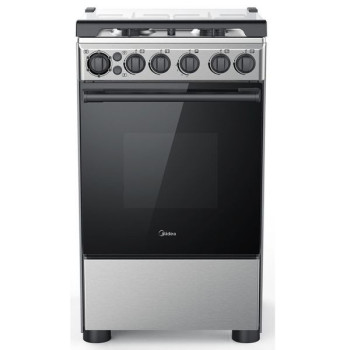 Midea 50 x 55Cm Freestanding Cooker, Full Gas Cooking Range With 4 Burners, Stainless Steel, BME55007FFD
