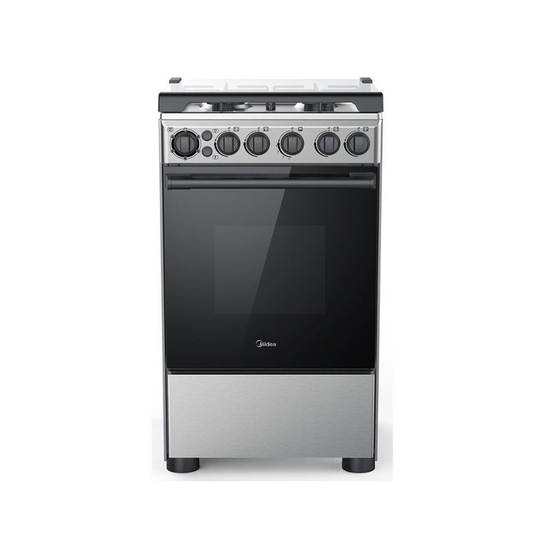 Midea 50 x 55Cm Freestanding Cooker, Full Gas Cooking Range With 4 Burners, Stainless Steel, BME55007FFD