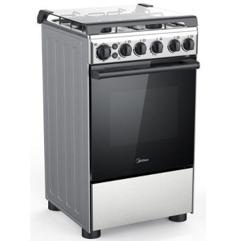 Midea 50 x 55Cm Freestanding Cooker, Full Gas Cooking Range With 4 Burners, Stainless Steel, BME55007FFD