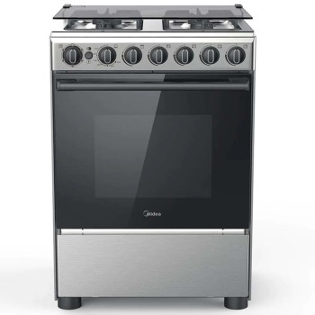 Midea 60 x 60cm Gas Cooker With Full Safety CME6060-D, Silver/Black