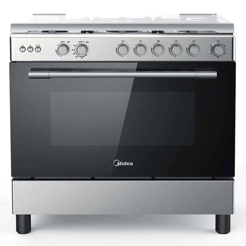 Midea 90 x 60cm 5 Burners Gas Cooker CME9060-C, Stainless Steel, Silver