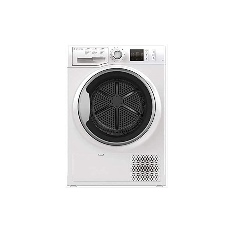 Ariston 8kg Front Load Condenser Dryer, 15 Programs, Led Display, Galvanized Drum, Delay Start End of Cycle Indicator, Key Lock, Free Standing Drying Machine, White, NTCM108BSKGCC
