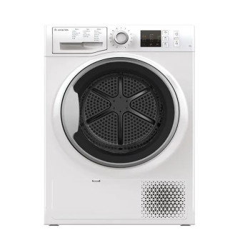 Ariston 8kg Front Load Condenser Dryer, 15 Programs, Led Display, Galvanized Drum, Delay Start End of Cycle Indicator, Key Lock, Free Standing Drying Machine, White, NTCM108BSKGCC