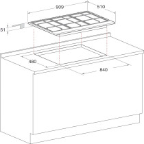 Ariston 90 cm Hob 5 Gas Burners, Knob Control PK 951TGH, Silver