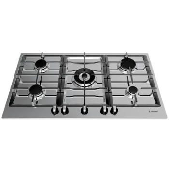 Ariston 90 cm Hob 5 Gas Burners, Knob Control PK 951TGH, Silver