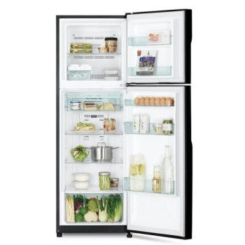 Hitachi 330L Top Mount Refrigerator No Frost Inverter Compressor Movable Twist Ice Tray Tempered Glass Shelves Brilliant Silver, RH330PUK7KBSL
