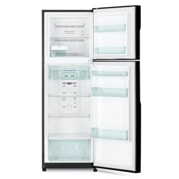 Hitachi 330L Top Mount Refrigerator No Frost Inverter Compressor Movable Twist Ice Tray Tempered Glass Shelves Brilliant Silver, RH330PUK7KBSL
