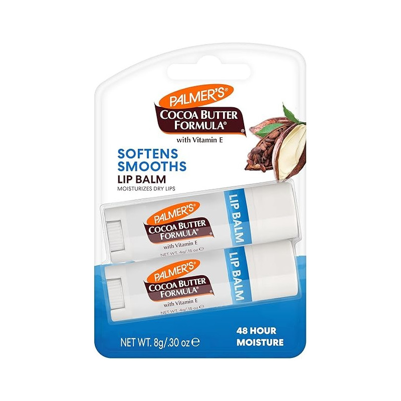 Palmers Cocoa Butter Formula With Vitamin E Softens Smooths Moisturizes Dry Lip Balm For Unisex, 4 Gram, Pack Of 2