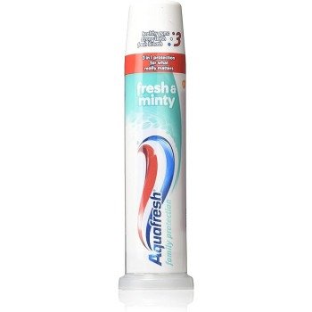 Aquafresh Family Protection Fresh And Minty Whitening Pump Action 3 In 1 Formula Toothpaste, 100 ml, Pack Of 3