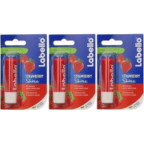 Labello Strawberry Shine 24 Hour Moisture Subtle Reddish Shine With Natural Oil Lip Balm, Pack Of 3