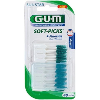 Gum New Soft-Picks Plus Fluoride Original Interdental Brush Large, Pack Of 2, 40