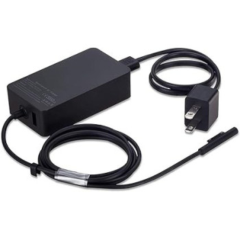 Runpower 65W 15V 4A Surface Book AC Adapter Charger Fit For Microsoft Model 1706 Tablet Power Supply Jack 6Ft Cord With USB, Black