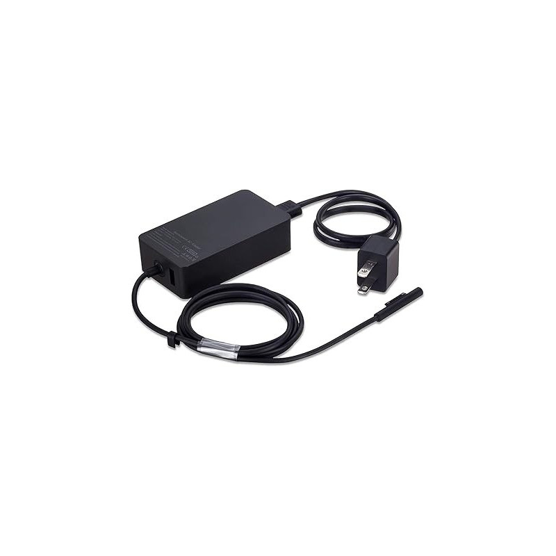 Runpower 65W 15V 4A Surface Book AC Adapter Charger Fit For Microsoft Model 1706 Tablet Power Supply Jack 6Ft Cord With USB, Black