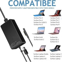 Runpower 65W 15V 4A Surface Book AC Adapter Charger Fit For Microsoft Model 1706 Tablet Power Supply Jack 6Ft Cord With USB, Black