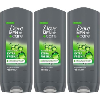 Dove For Men Extra Fresh Body Face And Hair Wash, 400 Ml