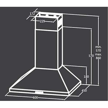 Midea 60CM Chimney Cooker Hood Stainless Steel Mechanical Control 3 Speed, E60MEW3A17