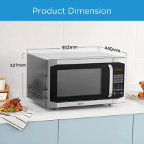 Midea Grill Microwave 42L, 7 Auto Menus, LED Display with Timer EG142A5L, Silver