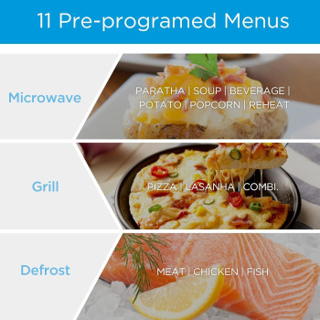 Midea 29L 2-in-1 Microwave Oven with Grill, Digital Touch Control, Child-Safety-Lock, 11 Pre-programmed Menus, LED Display, Grilling Roasting And Cooking Functions, Full Glass Finish, EG9P032MX