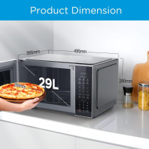Midea 29L 2-in-1 Microwave Oven with Grill, Digital Touch Control, Child-Safety-Lock, 11 Pre-programmed Menus, LED Display, Grilling Roasting And Cooking Functions, Full Glass Finish, EG9P032MX