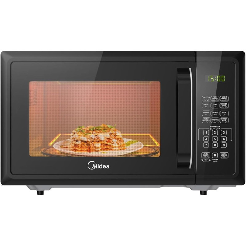 Midea 25L Digital Solo Microwave Oven With 10 Power Levels, 900W, Electronic Touch Control, Child-Safety-Lock, Defrost Function, Fast Reheat, Pull Open Door Handle, EM925A2GUBK