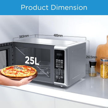 Midea 25L Microwave Oven With Digital Touch Control, 900W Power, Child-Safety-Lock, 10 Power Levels, LED Display with 30s Express Start, Grilling Roasting And Cooking Functions, EM925A2GU-SL