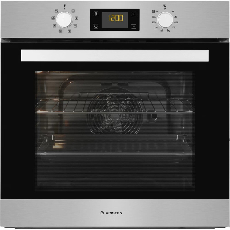 Ariston Built In 60cm Electric Oven, Electronic Controls With 7 Segment Display, Functions Includes Baking Grilling Broiling Defrosting And Toasting, Turbo Grill, FA3540HIXA