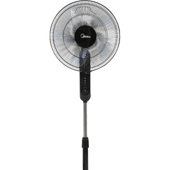 Midea Pedestal Stand Fan With Remote Control, 16 inch, 3D Oscillation Directions, 3 Speed Levels And Adjustable Height, 5 Leaf Blade With 7.5 Hours Timer, Black, FS4015FR