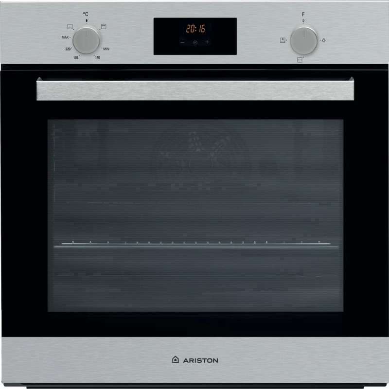 Ariston Built In 60cm Oven Gas 62L, Mechanical and Electronic Controls, Conventional Functions, Inox, GS33Y430IXA