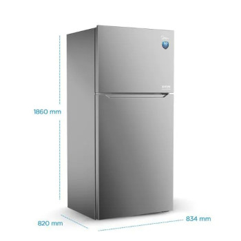Midea 845L Gross Top Mount Refrigerator, Double Door, Humidity Control, LED Display, Electronic Control, Stainless Steel, HD845FWES