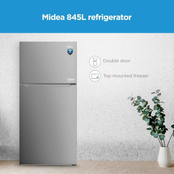 Midea 845L Gross Top Mount Refrigerator, Double Door, Humidity Control, LED Display, Electronic Control, Stainless Steel, HD845FWES