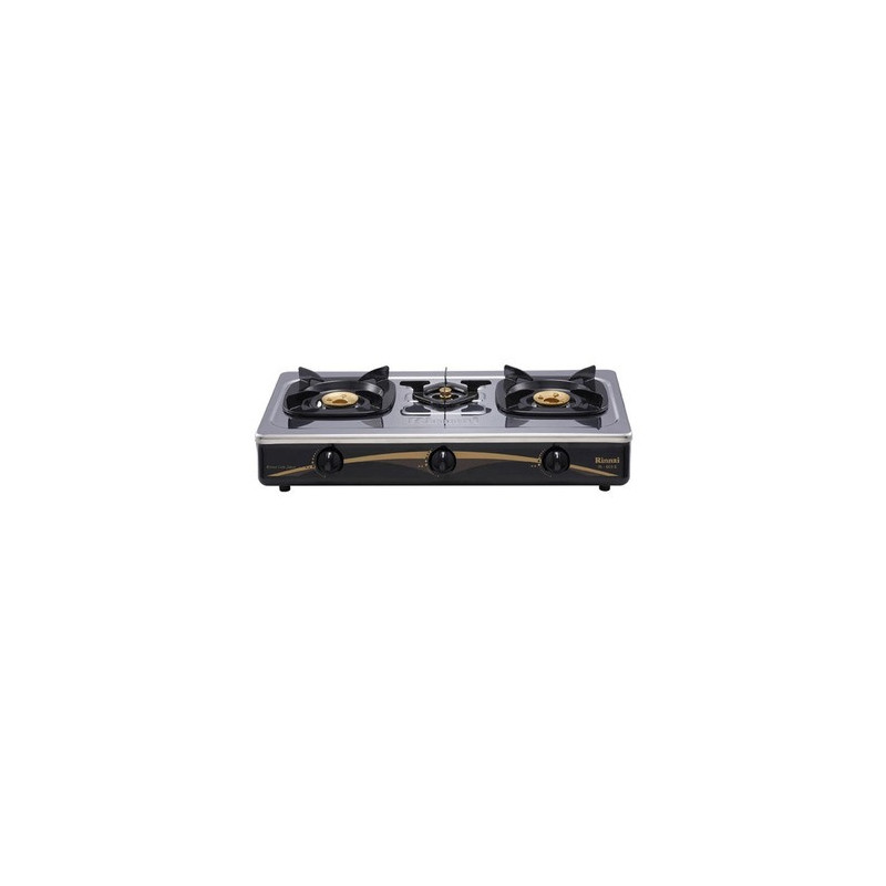 Rinnai 3 Burner Brass Detachable Top Plate Gas Stove Stainless Steel, RI-603E