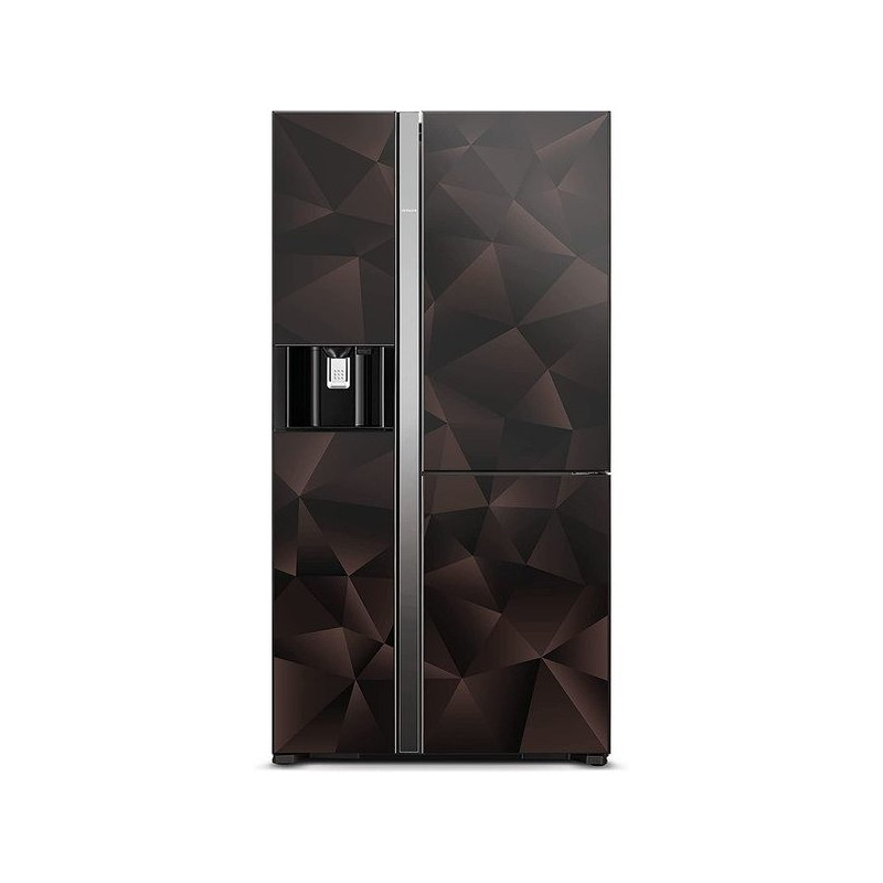 Hitachi 700 Liter Side by Side Refrigerator, Premium Design Auto Door, Glass Bronze/Dia, RM700VAGUK9XGBZ