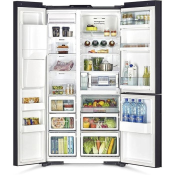 Hitachi 700 Liter Side by Side Refrigerator, Premium Design Auto Door, Glass Bronze/Dia, RM700VAGUK9XGBZ